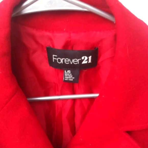 RARE!! FOREVER 21 Red Wool Crest Peacoat - Picture 2 of 6